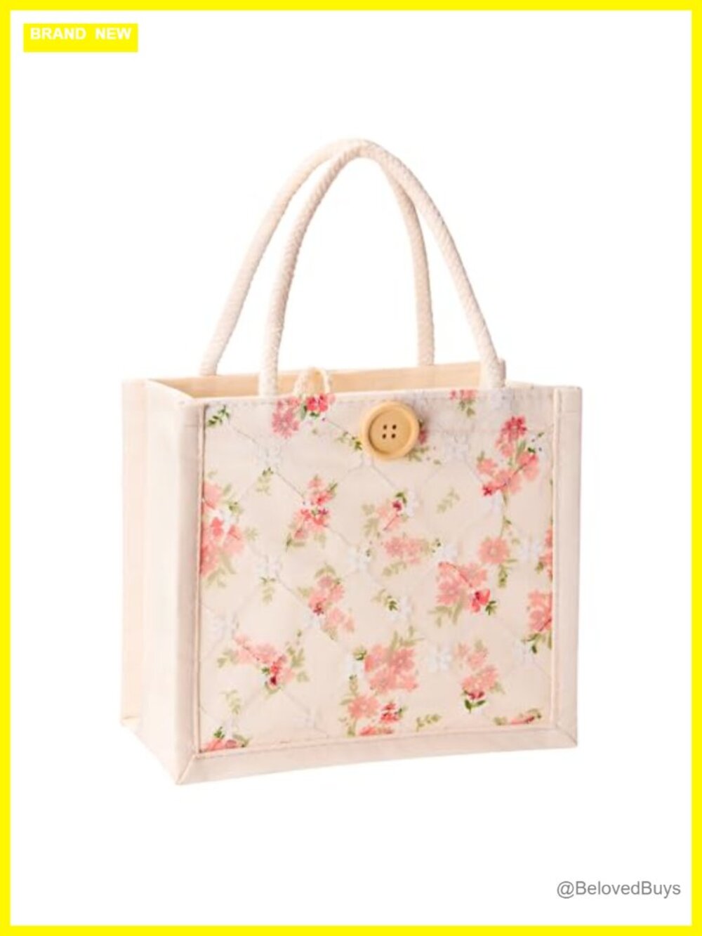 Embroidered Canvas Mini Tote Bag with Snap Closure